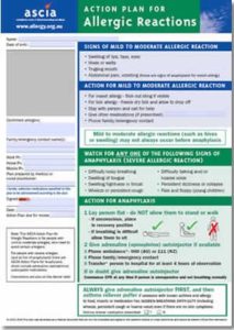 ASCIA Action Plan for Allergic Reactions – Green